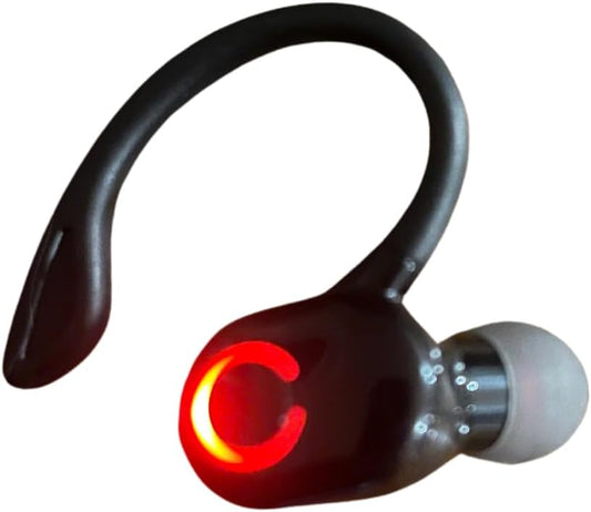 LED Wireless Sport Earpiece, Bluetooth Compatible, Black with Red Light