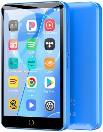 80GB MP3 Player with Bluetooth and WiFi, 4-inch Touch Screen MP3 Player with Bluetooth ， with Spotify, SpotifyKids, Audible, Andora, Amazon Player, MP4&MP3 Player up to 1TB Black