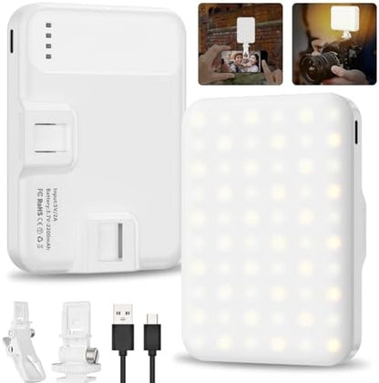 Anautin Selfie Light, 60 LED 2200mAh Rechargeable Clip Fill Video Light (Black)