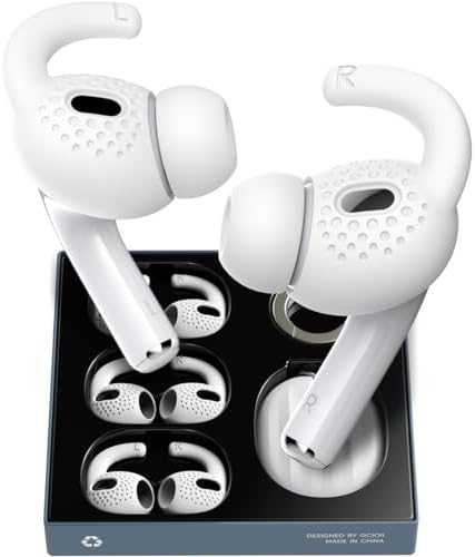 Gcioii 3 Pairs Ear Hooks Covers for AirPods Pro 2 [Added Storage Pouch] Anti-Slip Accessories Compatible with Apple AirPods Pro 2nd Generation (White)