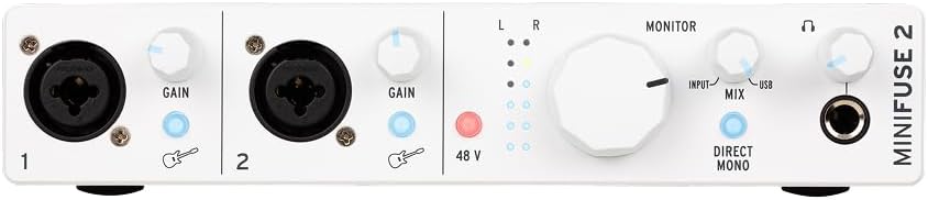 Arturia MINIFUSE2WH Minifuse2 Compact USB Interface White | White, 2 inputs, USB-C audio interface, 24-bit/192kHz, Preamps, Software bundle
