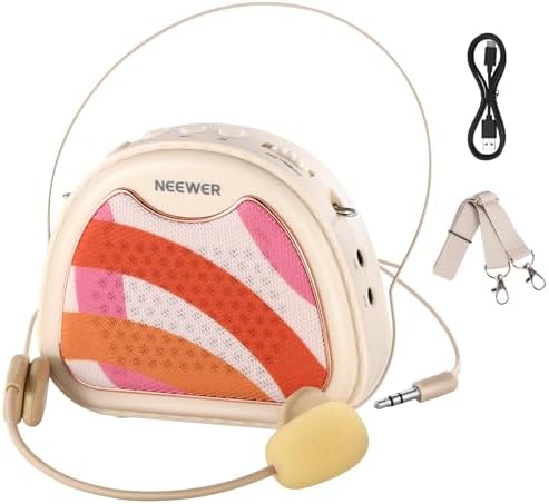 NEEWER VA01 Voice Amplifier with Wired Headset Microphone, Speaker, Shoulder Strap, AUX Output, USB C Rechargeable Portable Sound Amplifier with Mic 14Hrs Battery for Teachers, Trainers, Tour Guides