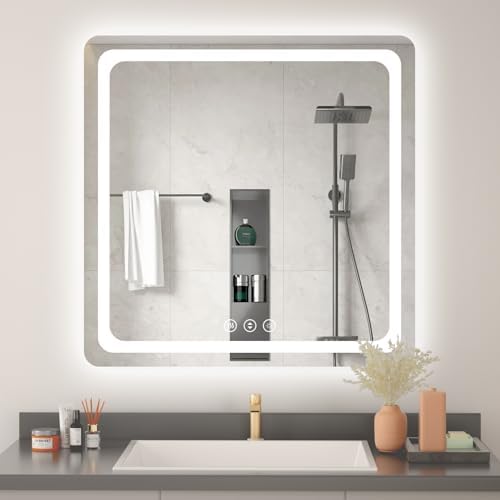 Lmsedf 24" x 32"Rectangle LED Bathroom Mirror with Lights, Backlit & Front Lighted, Wall-Mounted Vanity Mirror 3000K/4000K/6000K, Memory Functions, Anti-Fog, Dimmable Smart Mirror