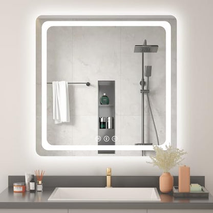 Lmsedf 24" x 32"Rectangle LED Bathroom Mirror with Lights, Backlit & Front Lighted, Wall-Mounted Vanity Mirror 3000K/4000K/6000K, Memory Functions, Anti-Fog, Dimmable Smart Mirror