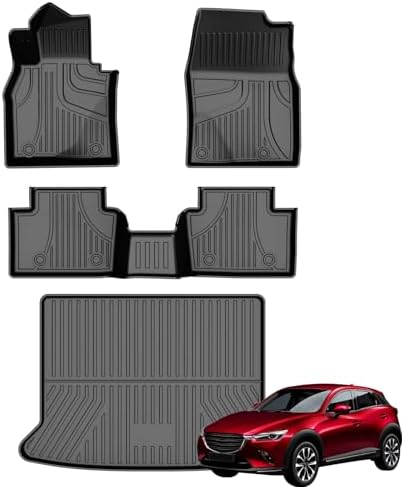 AOMSAZTO Floor Mats & Trunk Mat for 2024 2025 Chevy Equinox EV (Non Fuel),TPE All Weather Protection 2 Rows Car Floor Liners with Cargo Liner for Chevrolet Equinox EV (Non Fuel)