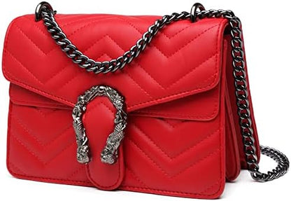 MYHOZEE Crossbody Bags for Women - Snake Printed Clutch Purses Leather Chain Shoulder Bags Evening Handbags