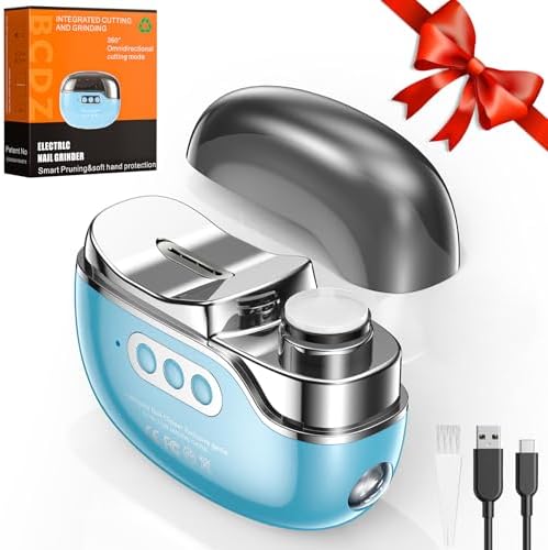Electric Nail Clipper-3 in 1 Baby Nail Trimmer with Light & 3 Speeds, Fingernail Trimmer, Polisher & Clip Storage, USB Rechargeable Automatic Nail File for Baby, Kids, Adult Gift(Black)