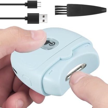 Electric Automatic Nail Clipper Automatic Fingernail Cutter with Nail Scraps Storage 300mAh USB Rechargeable Safety Fingernail Trimmer with LED Light Electric Fingernail Cutter Nail Scissors for Baby Kids Adult (White)