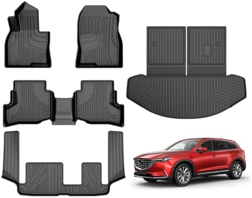 AOMSAZTO Floor Mats & Trunk Mat for 2024 2025 Chevy Equinox EV (Non Fuel),TPE All Weather Protection 2 Rows Car Floor Liners with Cargo Liner for Chevrolet Equinox EV (Non Fuel)