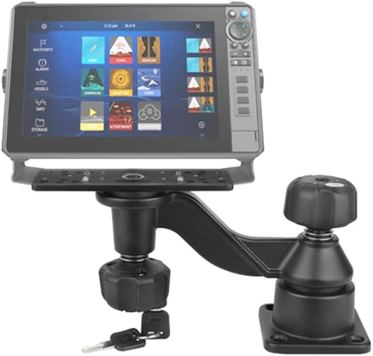 Strg Fish Finder Mount with Lock for Boat, Kayak Fish Finder Swing Mount Marine Electronics Mounts with Rectangular Plate Compatible with Scotty Garmin Lowrance Humminbird and More Depth Finder