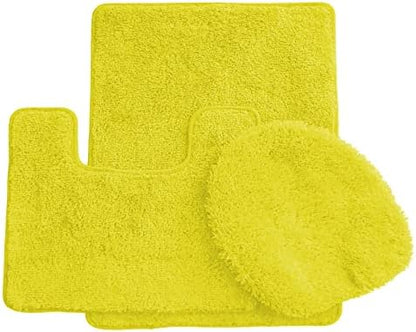 Daniel's Bath & Beyond 3 Piece Solid Luxury Bath Mat, Lime Green, (3PC Solid Luxury)