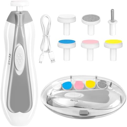 Qunlions life Electric Nail File Drill for Baby, No Sharp Claws Hurt, 6 in 1 Safety Cutter Trimmer Clipper for Toes and Fingers (Blue)