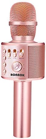BONAOK Wireless Bluetooth Karaoke Microphone,3-in-1 Portable Instrument Wireless Microphone Mic Speaker Machine Home Party Birthday for All Smartphones（Black）