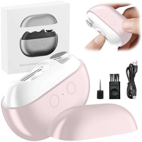 Aerbee 2 in 1 Electric Polishing Automatic Nail Clippers, Electric Nail Clipper USB Rechargeable Electric Nail File Kit with 2 Speeds Professional Manicure Pedicure Set with LED Light (Grey)