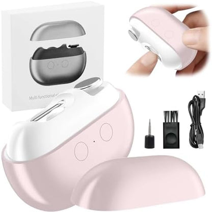 Aerbee 2 in 1 Electric Polishing Automatic Nail Clippers, Electric Nail Clipper USB Rechargeable Electric Nail File Kit with 2 Speeds Professional Manicure Pedicure Set with LED Light (Grey)