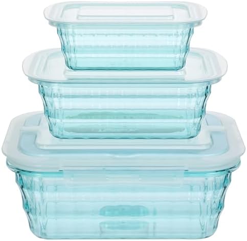 Taiuloo 3-Piece Salad Bowls with Lids & Handle, BPA Free Plastic Meal Prep Containers for Lunch, Kitchen Mixing & Serving Bowls for Salad, Snack, Fruit, Veggie, Blue