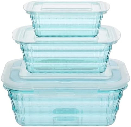 Taiuloo Set of 3 Food Storage Containers with Lids & Handle, BPA Free Plastic Meal Prep & Salad Bowl Containers To Go for Lunch, Salad Serving Bowls for Snack, Fruit, Veggie, Blue