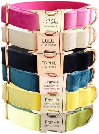 Custom Engraved Dog Collar with Name and Phone Number, Personalized for Small, Medium, and Large Dogs (Plaid)