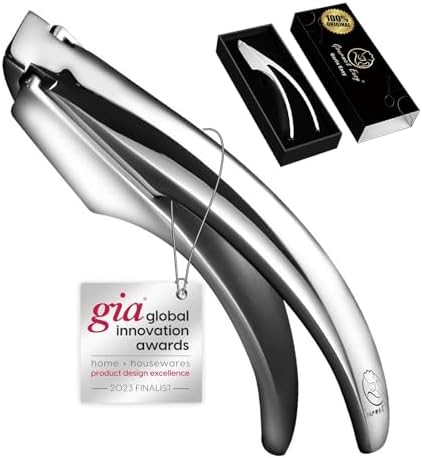 No Peeling Required Garlic Press Stainless Steel with Detachable Handle for Fine Mincing-Premium Garlic Mincer Tool, Rust-Proof, Easy to Clean, Dishwasher Safe Garlic Crusher with Lifetime Replacement