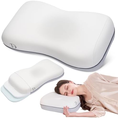 Cervical Neck Pillow for Neck & Shoulder Support, Adjustable Memory Foam Pillow with Customizable Height and Firmness, Ergonomic Pillow for Side, Back, Stomach and Combination Sleepers, White