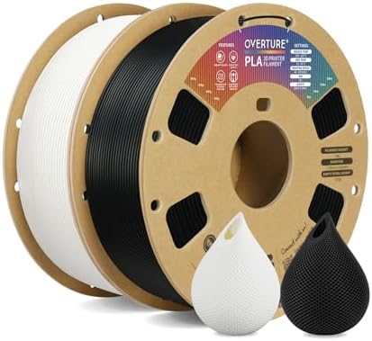 OVERTURE PLA Filament 1.75mm PLA 3D Printer Filament, 1kg Cardboard Spool (2.2lbs), Dimensional Accuracy +/- 0.02mm, Fit Most FDM Printer (Black 1-Pack)