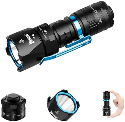 WUBEN T4 Flashlight Rechargeable, Mini Tactical Flashlight Military Grade 401M Long Throw, Small Flashlight with Tactical/Duty/Lock 3 Modes, EDC Flash Light for Police, Emergency and Daily Use
