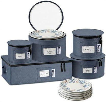 Hard Shell China Storage Containers | Dish Storage Boxes | Moving Storage Containers | Dinnerware Organizer Set | Seasonal Storage Solutions - PuriLite