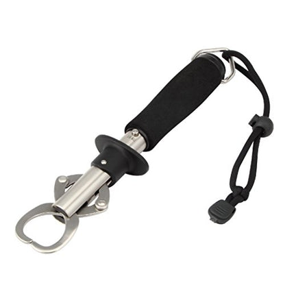 Crazy Shark Portable Stainless Steel Fish Lip Grabber Gripper Grip Tool Fish Holder Tackle EVA Handle 40lbs (Dark Gray)