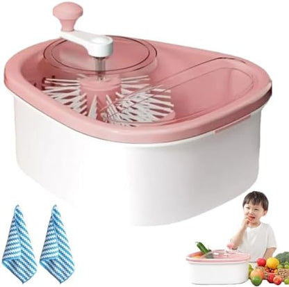 Fruit Cleaner Spinner, Fruit Cleaner Spinner with Brush, Fruit Washer Spinner Bowl, Portable Fruit Cleaner Bowl, Fruit and Vegetable Washing Machine with Lid for Kitchen (Blue)