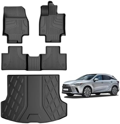 AOMSAZTO Floor Mats & Trunk Mat for 2024 2025 Chevy Equinox EV (Non Fuel),TPE All Weather Protection 2 Rows Car Floor Liners with Cargo Liner for Chevrolet Equinox EV (Non Fuel)