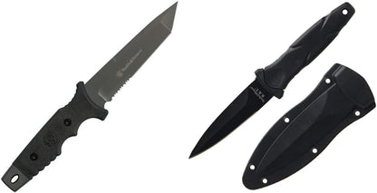Smith & Wesson 10.6in High Carbon S.S. Fixed Blade Knife with 5.2in Tanto Blade and TPE Handle for Outdoor, Tactical, Survival and EDC