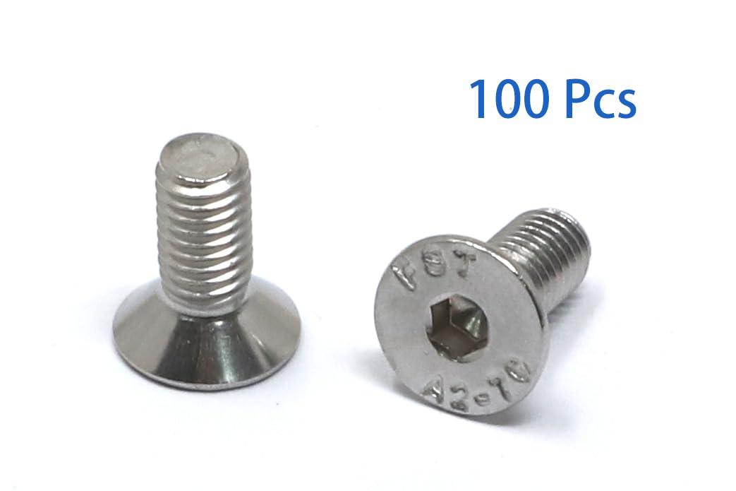 iexcell 5 Pcs M8 x 80mm Thread Pitch 1.25 mm Stainless Steel 304 Hex Socket Flat Head Cap Screws Bolts Kit