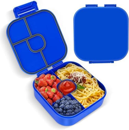 Braoses Bento Box, Lunch Box with 4 Compartments, 800ml Frosted and Leak-Proof Lunch Snack Box for Children Kindergarten(Blue)