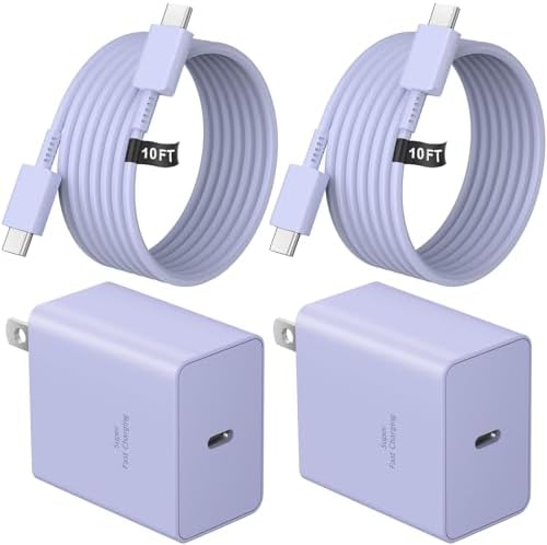 45W Super Fast Charger Type C, 2-Pack 45W USB C Charging Block with 10ft USB C to Type C Cables for Samsung Galaxy S25 S24+/UltraS23/S22/S21/S20/Note10/20 iPhone 16/15 Pro,Pro Max