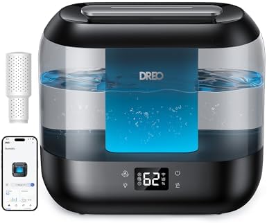 Dreo Smart Humidifiers for Bedroom, Top Fill 4L Supersized Cool Mist Humidifier with Nightlight, 36H Runtime, Touch/APP/Voice Control, 28 dB Quiet Ultrasonic Humidifiers for Large Room, Baby, Plants