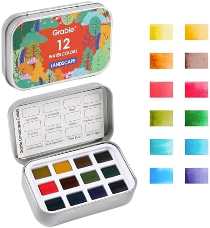 Grabie 60 Color Pocket Watercolor Paint Set, 5 Theme Travel Palette | 60 Colors Across 5 Themes, Pocket Compact Watercolor Palette For Sketching & Painting, Beginner-Friendly Paint Set