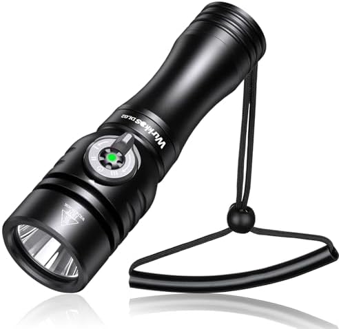 Wurkkos DL02 Scuba Diving Flashlight, Max 3000Lumen, 496M Long Range, 100M Underwater, Power Indicator, 3 Lighting Modes, Submarine Light for Deep Sea Cave
