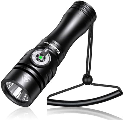 Wurkkos DL02 Scuba Diving Flashlight, Max 3000Lumen, 496M Long Range, 100M Underwater, Power Indicator, 3 Lighting Modes, Submarine Light for Deep Sea Cave