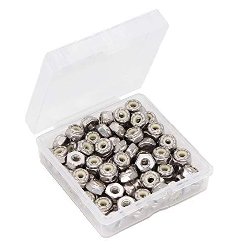 binifiMux 50pcs 1/4-20 Nylon Inserted Self Locking Nuts 304 Stainless Steel