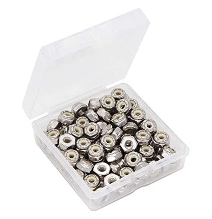binifiMux 50pcs 1/4-20 Nylon Inserted Self Locking Nuts 304 Stainless Steel