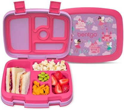 Bentgo Kids Prints (Unicorn) - Leak-Proof, 5-Compartment Bento-Style Kids Lunch Box - Ideal Portion Sizes for Ages 3 to 7 - BPA-Free and Food-Safe Materials