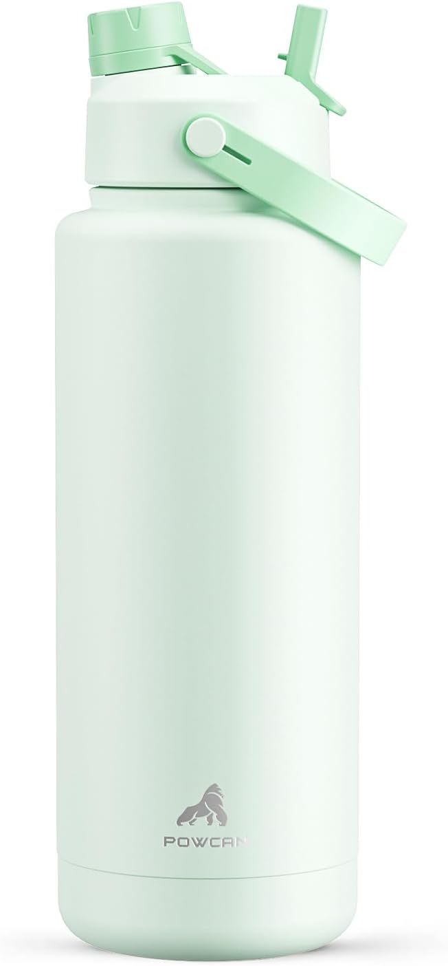 POWCAN 26 oz Insulated Water Bottle with 2-in-1 Straw and Spout Lid, Keep Cold 24H, Leak-Proof, Fits in Car Cup Holder, Stainless Steel Water Bottle for Sports, Travel, and School (Cotton Candy)