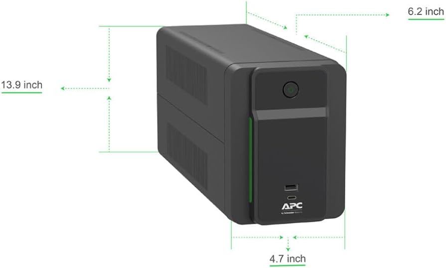 APC UPS 1200VA Line Interactive UPS Battery Backup, BVK1200M2 Backup Battery with AVR, 2 USB Charging Ports (Type C/Type A), Back-UPS Uninterruptible Power Supply