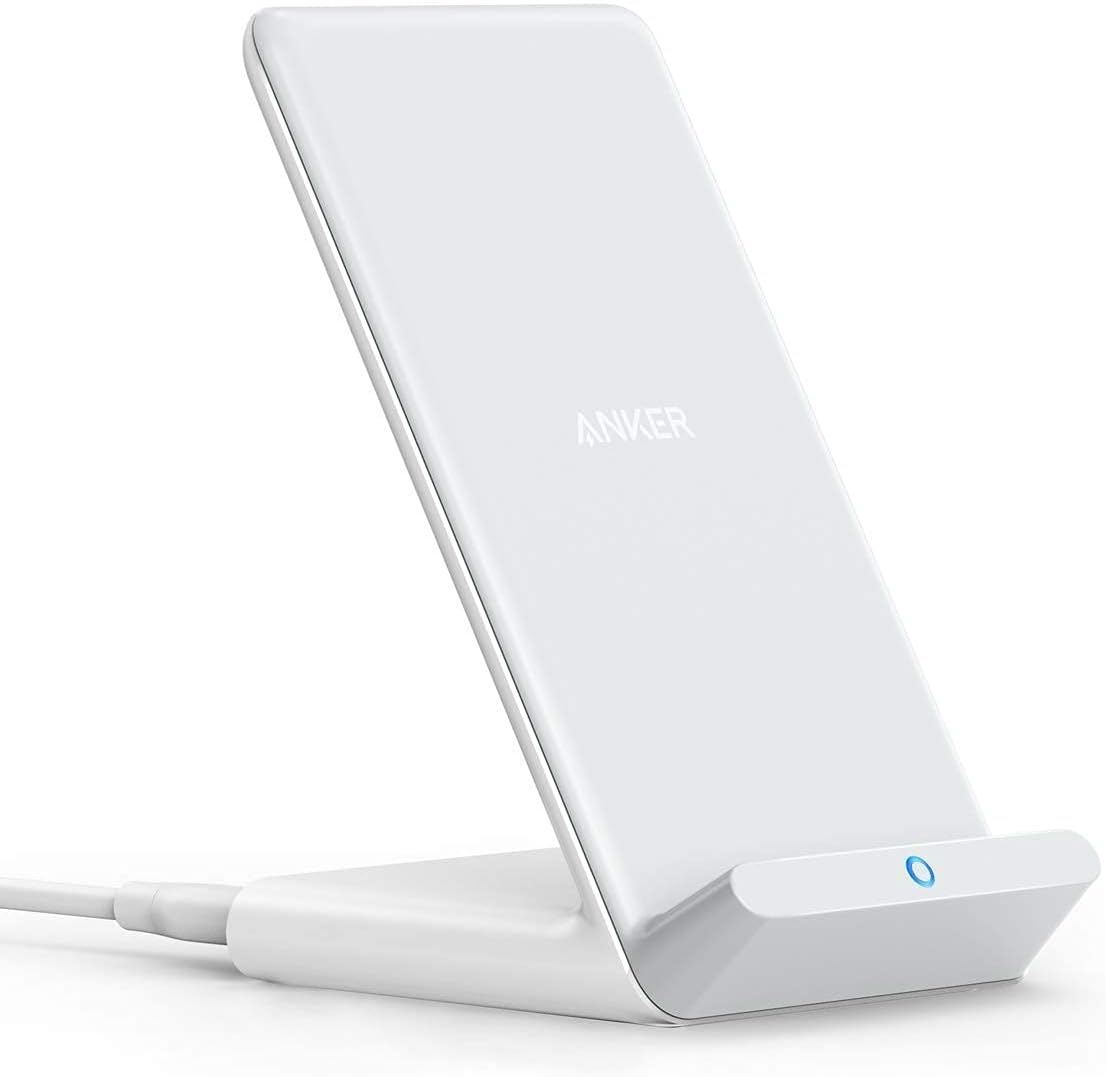 Anker 313 Wireless Charger (Stand), Qi-Certified for iPhone 14/14 Pro/14 Pro Max/13/13 Pro Max, 10W Fast-Charging Galaxy S20, S10 (No AC Adapter)
