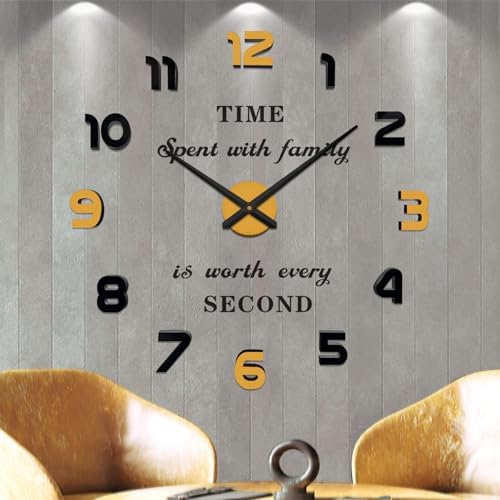 Vangold Modern 3D Acrylic Mirror Metal Luxury Frameless Large Wall Stickers Clocks Style Watches Hours DIY Room Decor Home Decorations