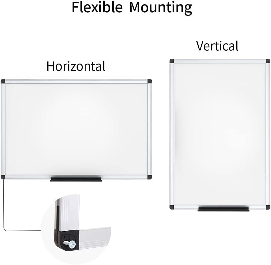 VIZ-PRO Magnetic Whiteboard/Dry Erase Board, 36 X 24 Inches, Includes 1 Eraser & 2 Markers & 4 Magnets | Includes 1 Eraser, 2 Markers & 4 Magnets, 3' x 2', Aluminum Frame, for School Office and Home