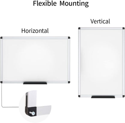 VIZ-PRO Magnetic Whiteboard/Dry Erase Board, 36 X 24 Inches, Includes 1 Eraser & 2 Markers & 4 Magnets | Includes 1 Eraser, 2 Markers & 4 Magnets, 3' x 2', Aluminum Frame, for School Office and Home
