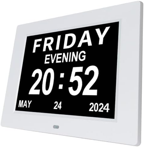 [2025 Newest] Digital Day Calendar Clocks 3 Medicine Reminders Extra Large 8 Inch Non-Abbreviated Day Date Month Dementia Senior Clock for Eldarly Memory Loss Vision Impaired Clock