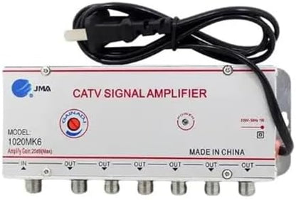 Adjustable 1 in 2/3/4/6/8 Out Cable TV Splitter Amplifier 20dB Digital TV Antenna Signal Booster(1 in 6 Out)