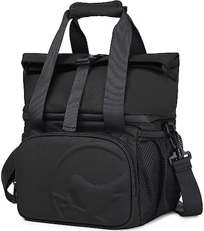 SUNNY BIRD Dual Compartment Lunch Bag Insulated Lunch Box for Women and Men (Green with Boho Strap)